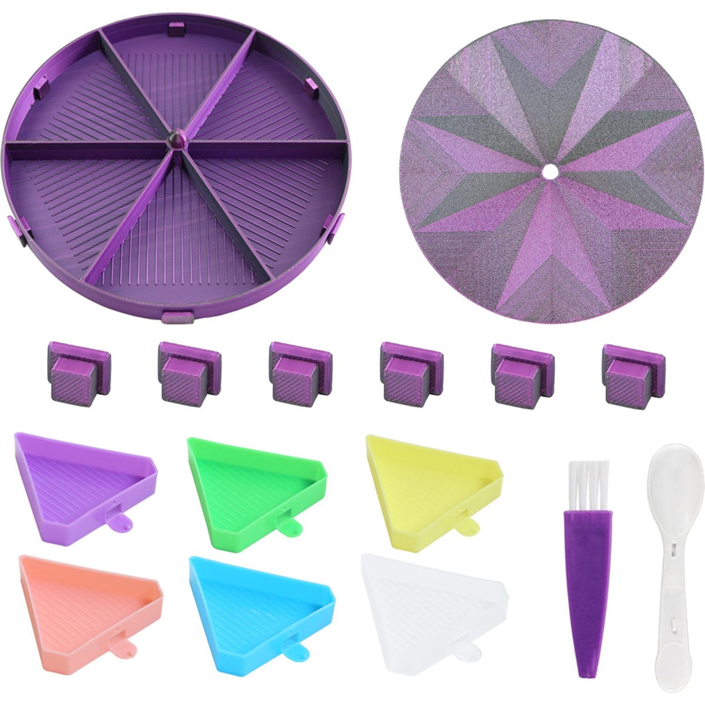 Beads Sorting Storage Tray Diamond Painting Tools with Dish Lid (Black Purple)