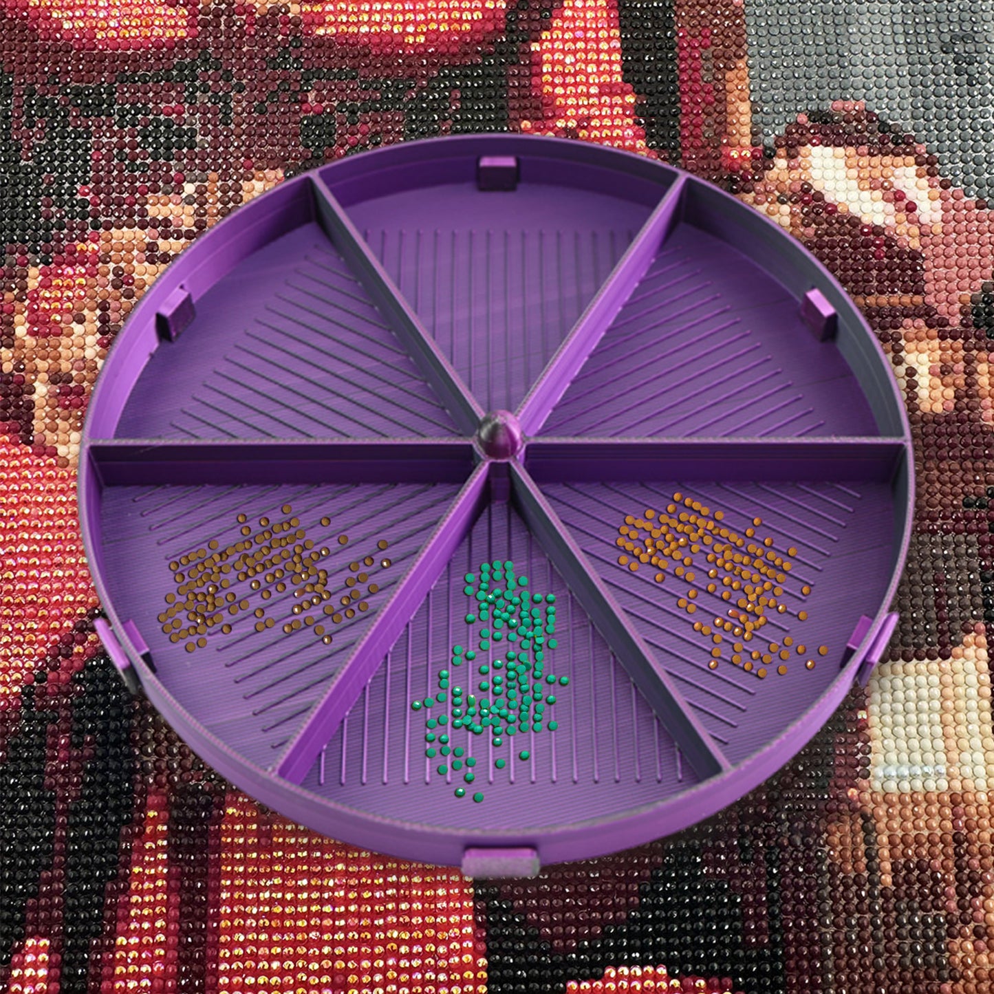 Beads Sorting Storage Tray Diamond Painting Tools with Dish Lid (Black Purple)
