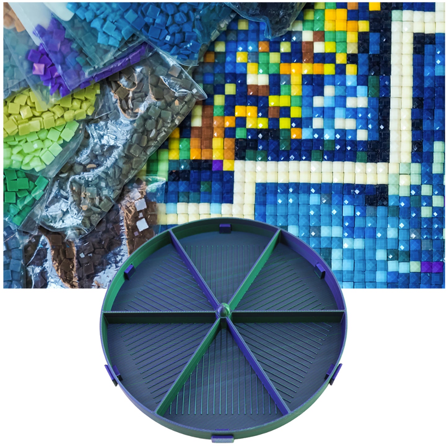 Beads Sorting Storage Tray Fully Enclosed Diamond Painting Tools (Blue Green)