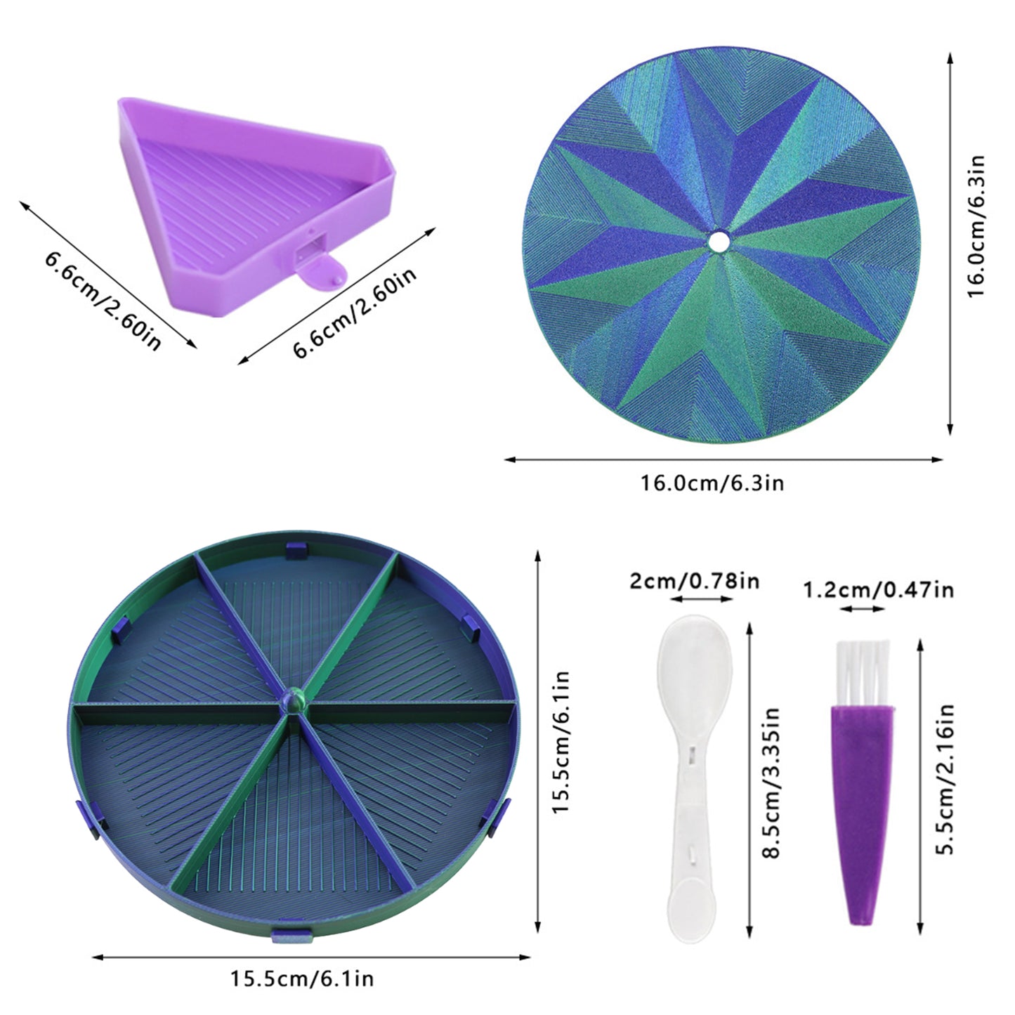 Beads Sorting Storage Tray Fully Enclosed Diamond Painting Tools (Blue Green)