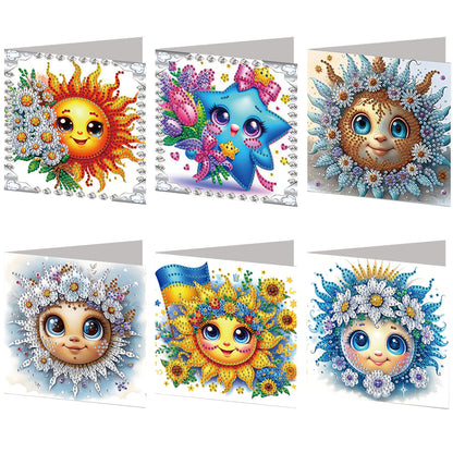 6pcs Sun DIY Diamond Art Greeting Cards Thank You Cards and Holiday Blessings