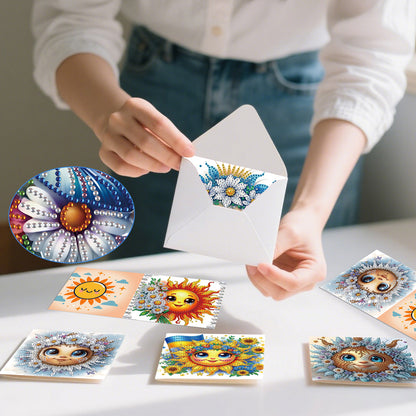 6pcs Sun DIY Diamond Art Greeting Cards Thank You Cards and Holiday Blessings