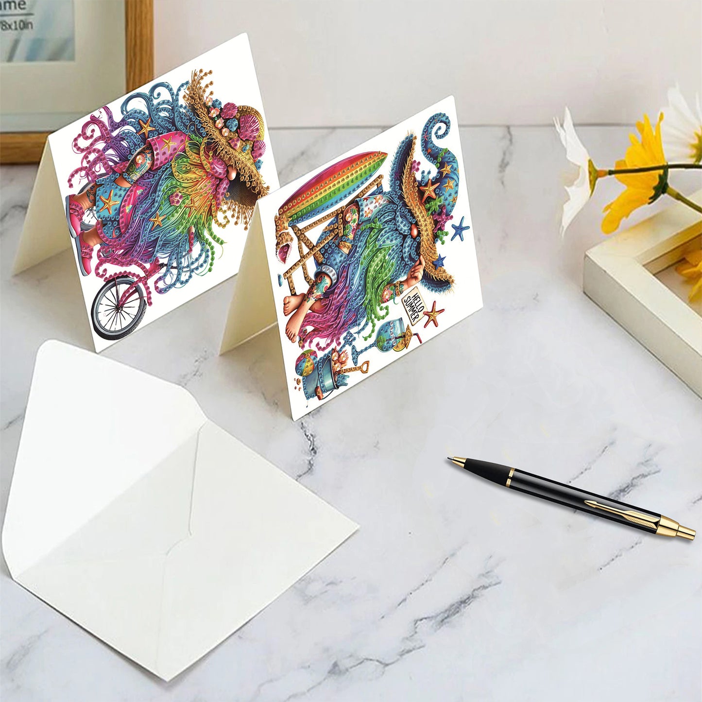 6pcs Gnome DIY Diamond Art Greeting Cards Thank You Cards and Holiday Blessings