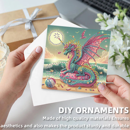 6pcs Dinosaur DIY Diamond Art Greeting Cards Thank You Cards Holiday Blessings