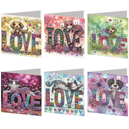 6pcs Love DIY Diamond Art Greeting Cards Thank You Cards and Holiday Blessings