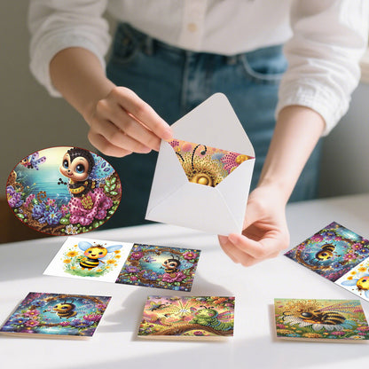 6pcs Bee DIY Diamond Art Greeting Cards Thank You Cards and Holiday Blessings