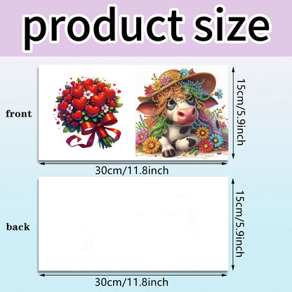 6pcs Animal DIY Diamond Art Greeting Cards Thank You Cards and Holiday Blessings