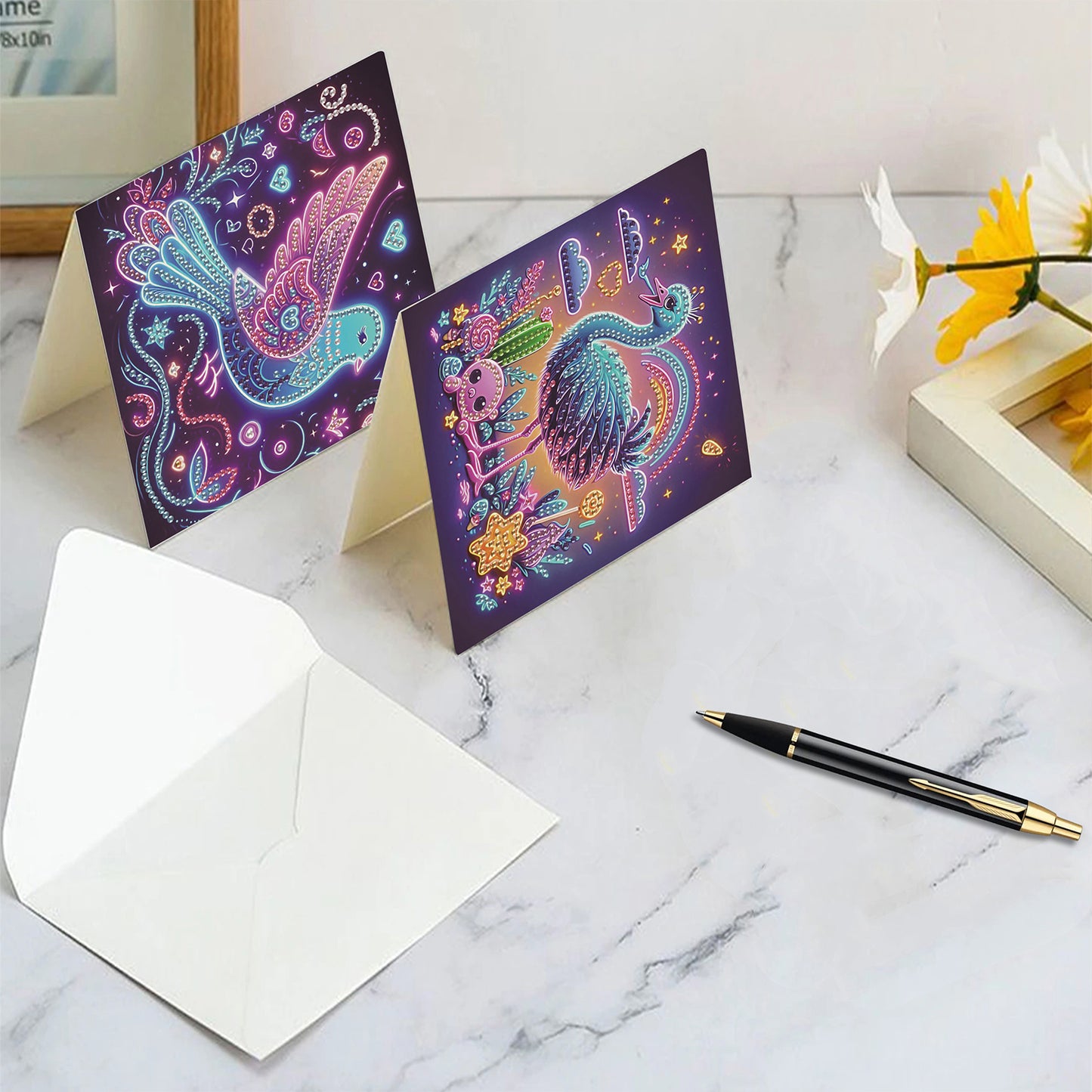 6pcs Animal DIY Diamond Art Greeting Cards Thank You Cards and Holiday Blessings