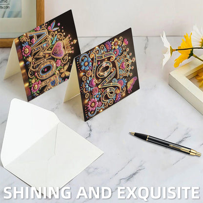 6pcs Word DIY Diamond Art Greeting Cards Thank You Cards and Holiday Blessings