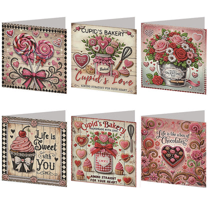 6pcs Rose DIY Diamond Art Greeting Cards Thank You Cards and Holiday Blessings