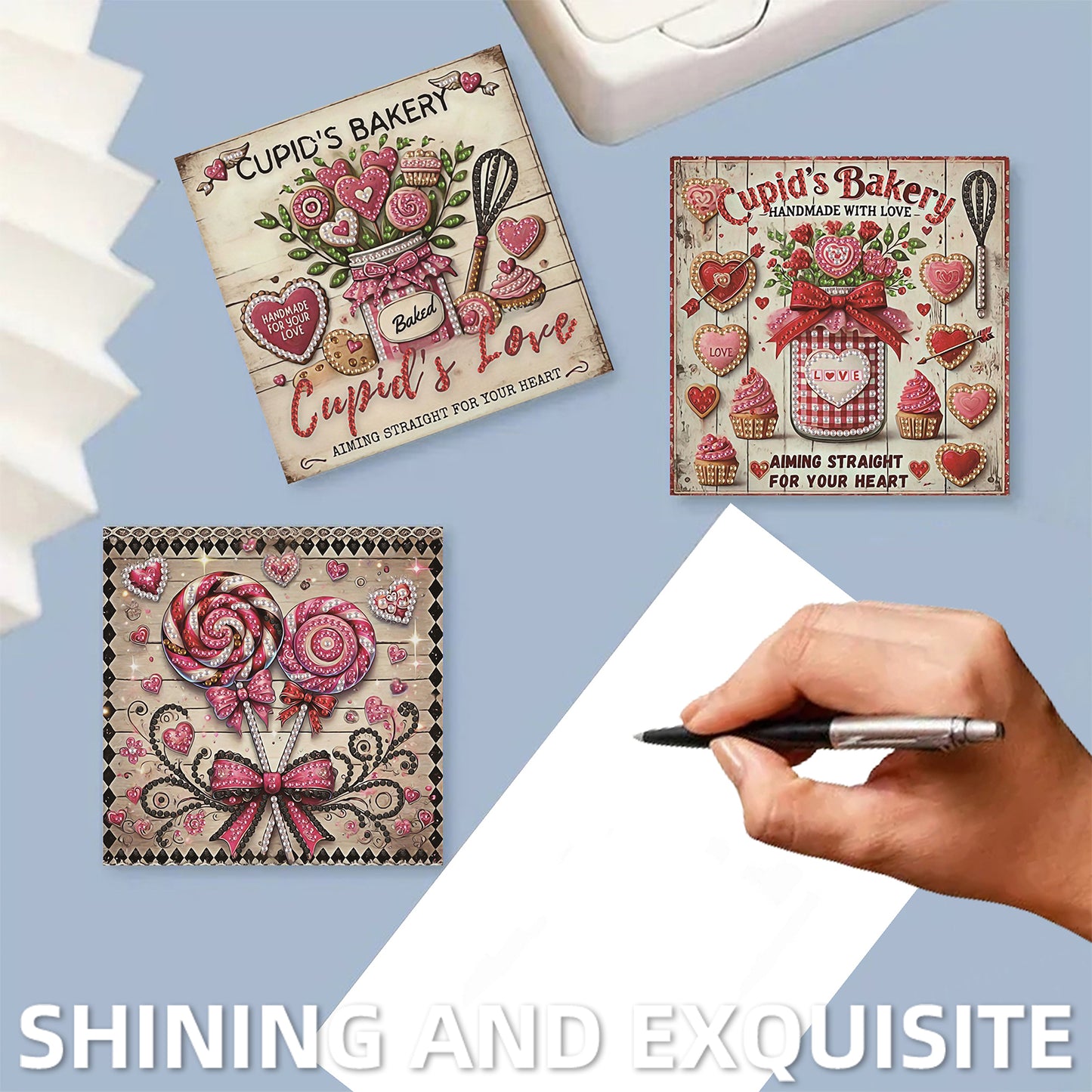 6pcs Rose DIY Diamond Art Greeting Cards Thank You Cards and Holiday Blessings