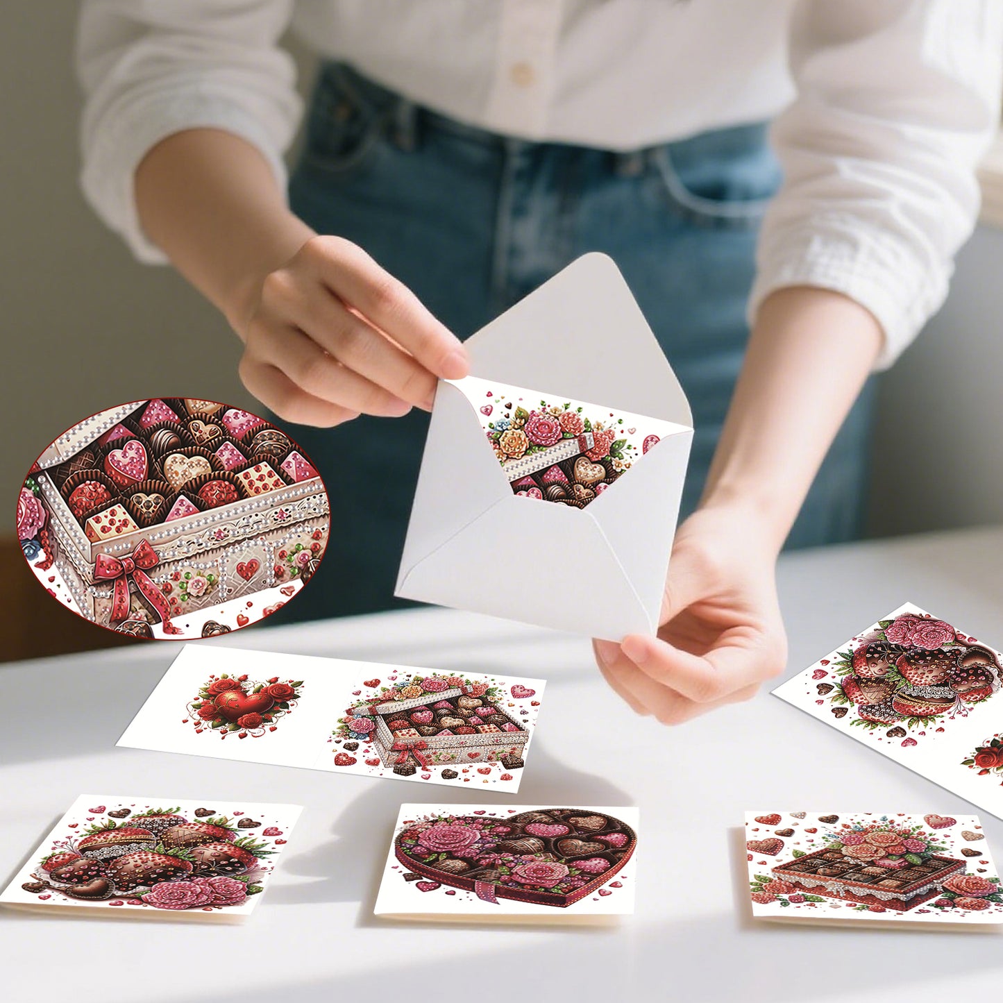 6pcs Dessert DIY Diamond Art Greeting Cards Thank You Cards and Holiday Blessing