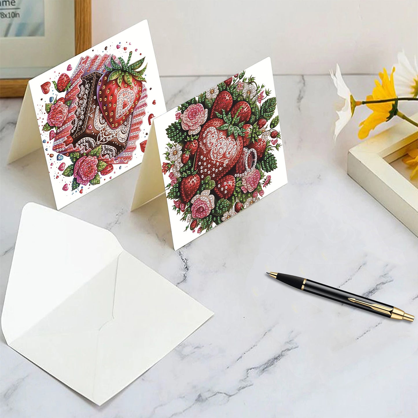 6pcs Dessert DIY Diamond Art Greeting Cards Thank You Cards and Holiday Blessing