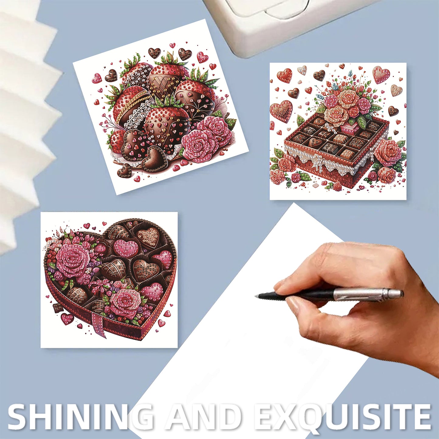 6pcs Dessert DIY Diamond Art Greeting Cards Thank You Cards and Holiday Blessing