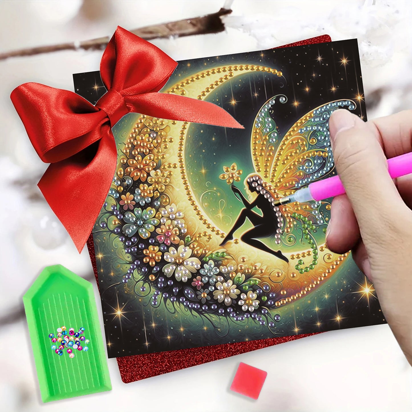 6pcs Moon Elf DIY Diamond Art Greeting Cards Thank You Cards Holiday Blessings