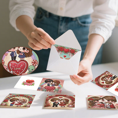 6pcs Valentine DIY Diamond Art Greeting Cards Thank You Cards Holiday Blessings