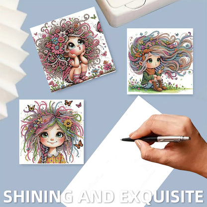 6pcs Girl DIY Diamond Art Greeting Cards Thank You Cards and Holiday Blessings