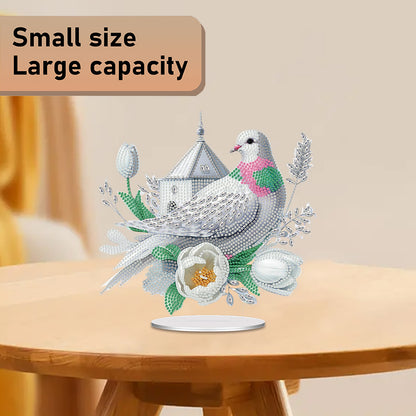 2D Flat Acrylic Bird Flower DIY Desktop Diamond Art Kits for Adults Beginner
