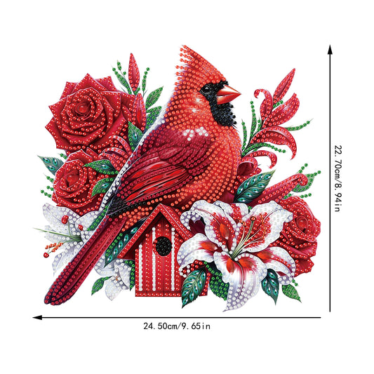 2D Flat Acrylic Cardinal Flower DIY Desktop Diamond Art Kits for Adults Beginner