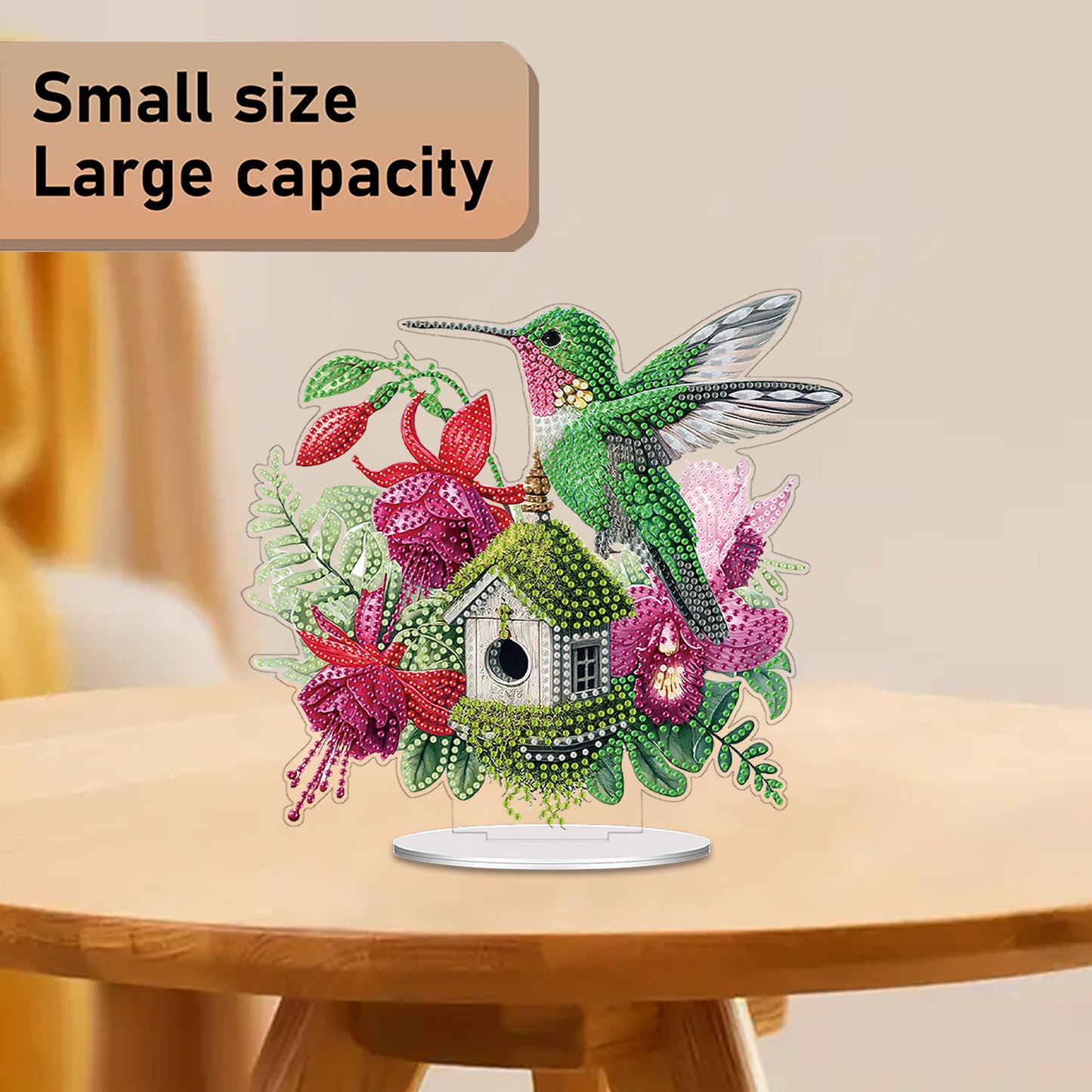 2D Flat Acrylic Bird Flower DIY Desktop Diamond Art Kits for Adults Beginner