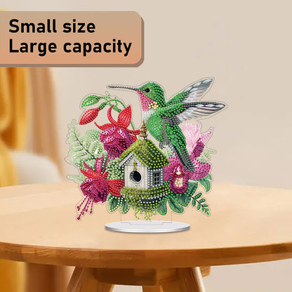 2D Flat Acrylic Bird Flower DIY Desktop Diamond Art Kits for Adults Beginner