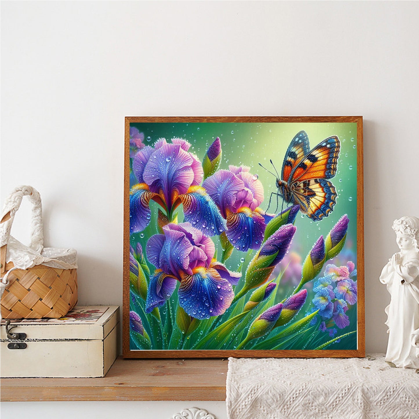 Butterfly And Flowers - Full Round Drill Diamond Painting 30*30CM