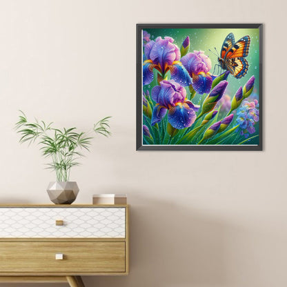 Butterfly And Flowers - Full Round Drill Diamond Painting 30*30CM
