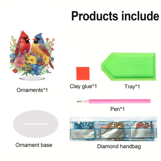 2D Flat Bird DIY Acrylic Table Top Diamond Painting Ornament Kits for Adults