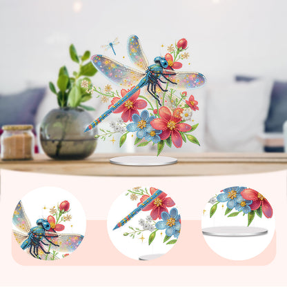2D Flat Dragonfly DIY Acrylic Table Top Diamond Painting Ornament Kits for Adult