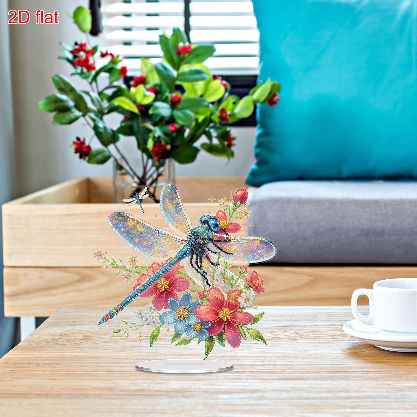 2D Flat Dragonfly DIY Acrylic Table Top Diamond Painting Ornament Kits for Adult