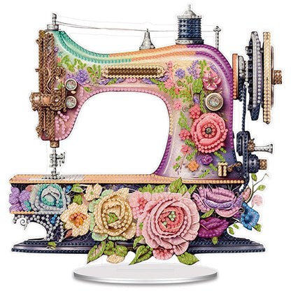 2D Flat Sewing Machine DIY Acrylic Table Top Diamond Painting Ornament Kits