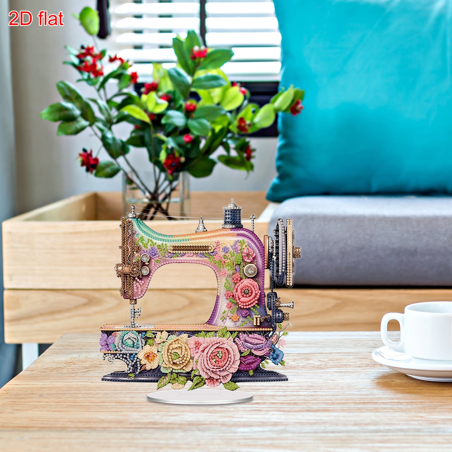 2D Flat Sewing Machine DIY Acrylic Table Top Diamond Painting Ornament Kits