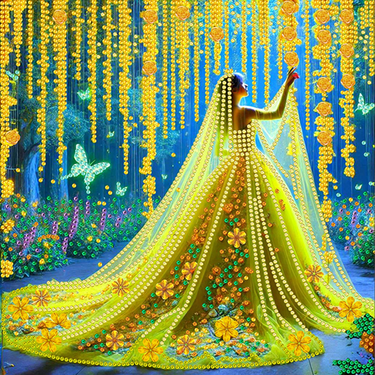 Yellow Dress Beauty - Special Shaped Drill Diamond Painting 30*30CM