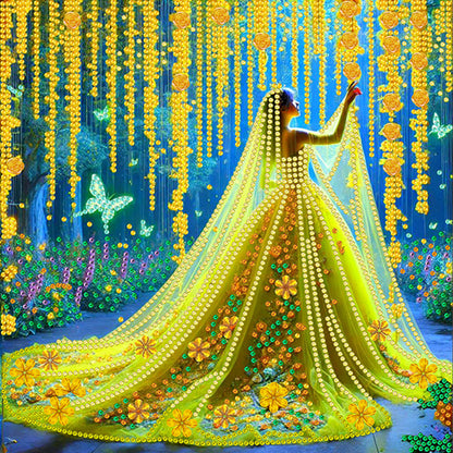 Yellow Dress Beauty - Special Shaped Drill Diamond Painting 30*30CM