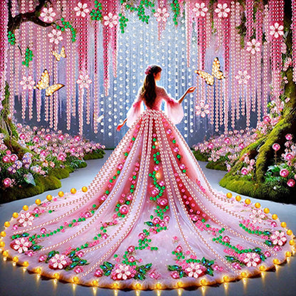 Pink Dress Beauty - Special Shaped Drill Diamond Painting 30*30CM