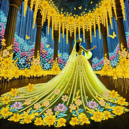 Yellow Dress Beauty - Special Shaped Drill Diamond Painting 30*30CM