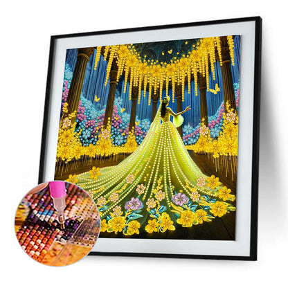 Yellow Dress Beauty - Special Shaped Drill Diamond Painting 30*30CM