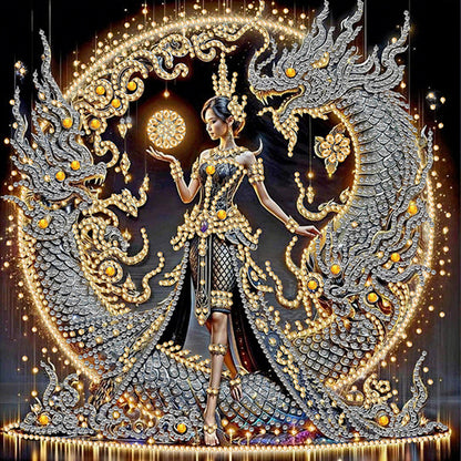 Dragon Beauty - Special Shaped Drill Diamond Painting 30*30CM