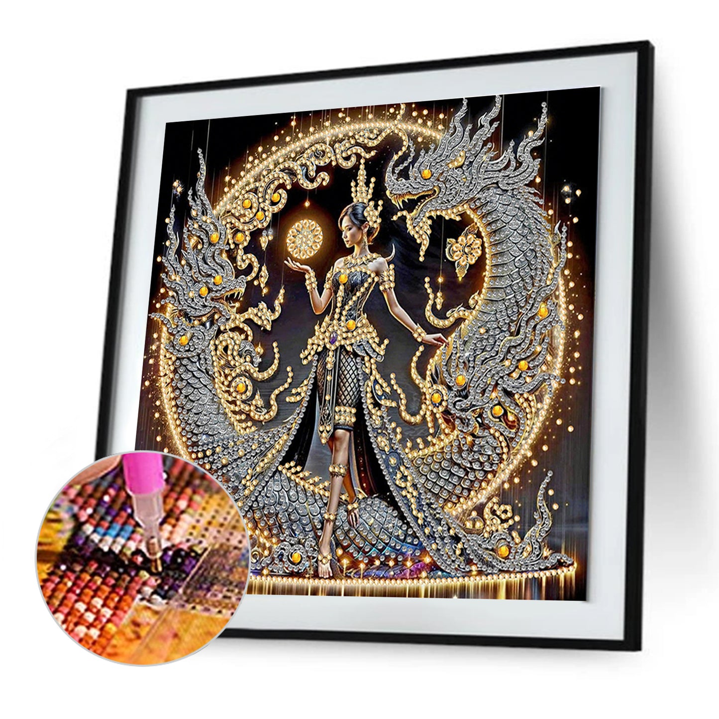 Dragon Beauty - Special Shaped Drill Diamond Painting 30*30CM