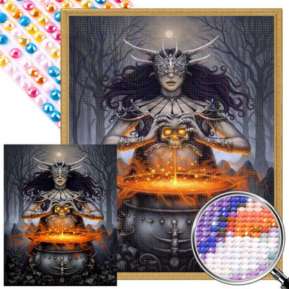 Dark Witch - Partial AB Round Drill Diamond Painting 40*50CM