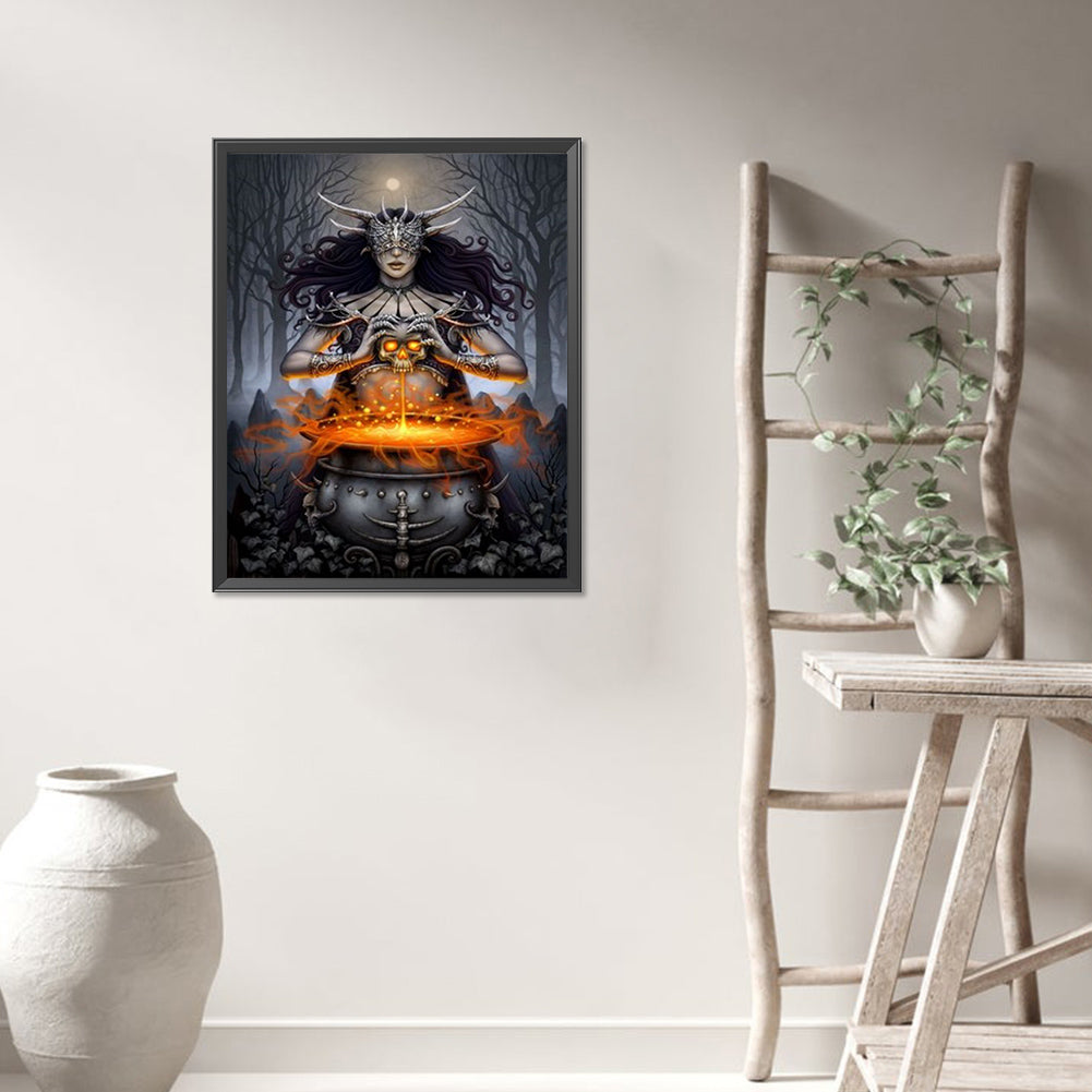 Dark Witch - Partial AB Round Drill Diamond Painting 40*50CM