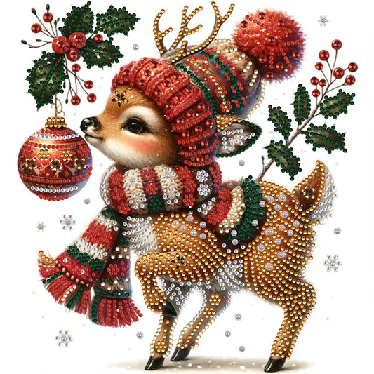 Christmas Deer - Special Shaped Drill Diamond Painting 30*30CM