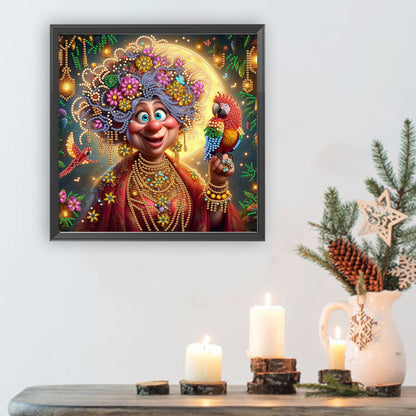 Cute Old Lady - Special Shaped Drill Diamond Painting 30*30CM