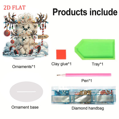 DIY Diamond Painting Double Sided Ornaments Kit for All Ages (Antler Bear)