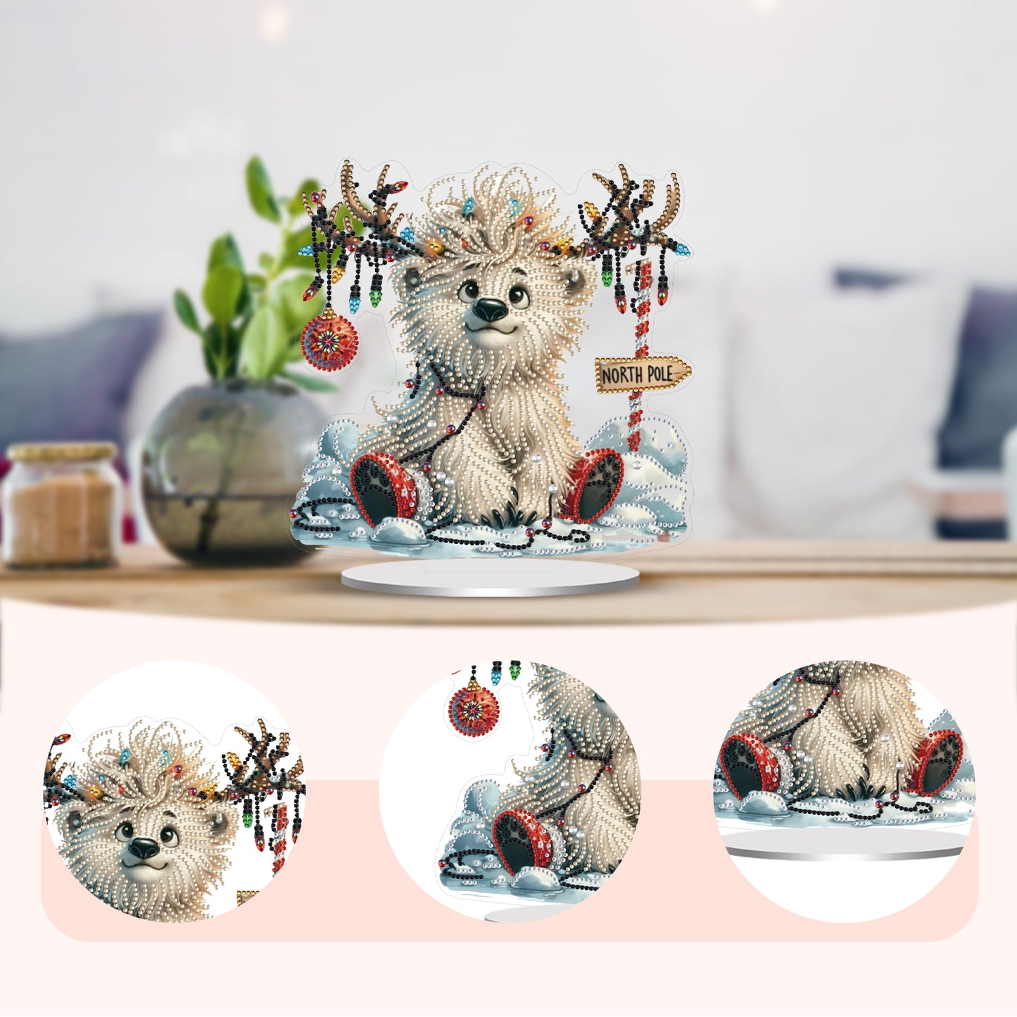 DIY Diamond Painting Double Sided Ornaments Kit for All Ages (Antler Bear)
