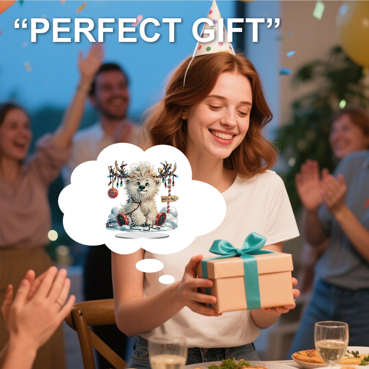 DIY Diamond Painting Double Sided Ornaments Kit for All Ages (Antler Bear)