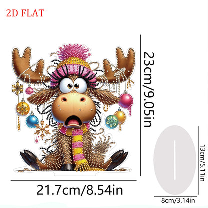 2D Flat Deer Horn Calf Print DIY Double-Sided Desktop Diamond Art Kits for Home