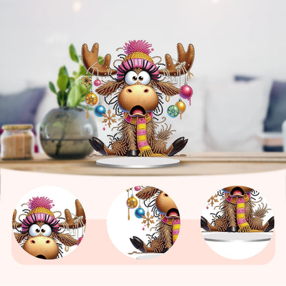 2D Flat Deer Horn Calf Print DIY Double-Sided Desktop Diamond Art Kits for Home