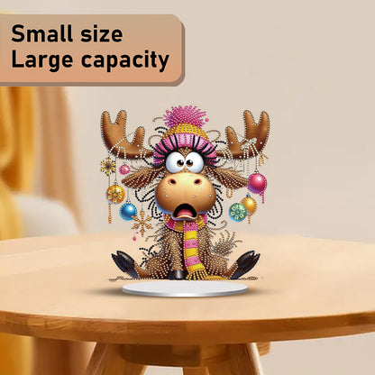 2D Flat Deer Horn Calf Print DIY Double-Sided Desktop Diamond Art Kits for Home