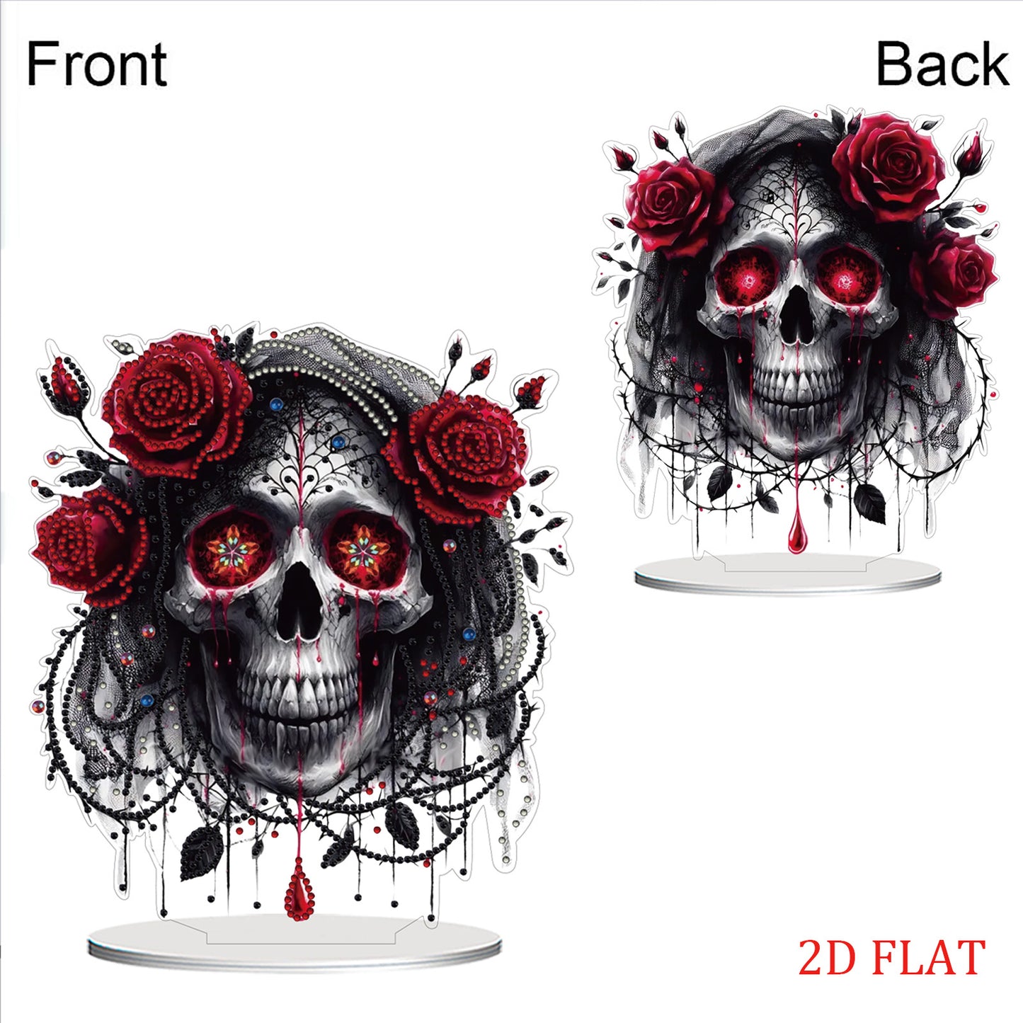 DIY Diamond Painting Double Sided Ornaments Kit for All Ages (Dark Skull)